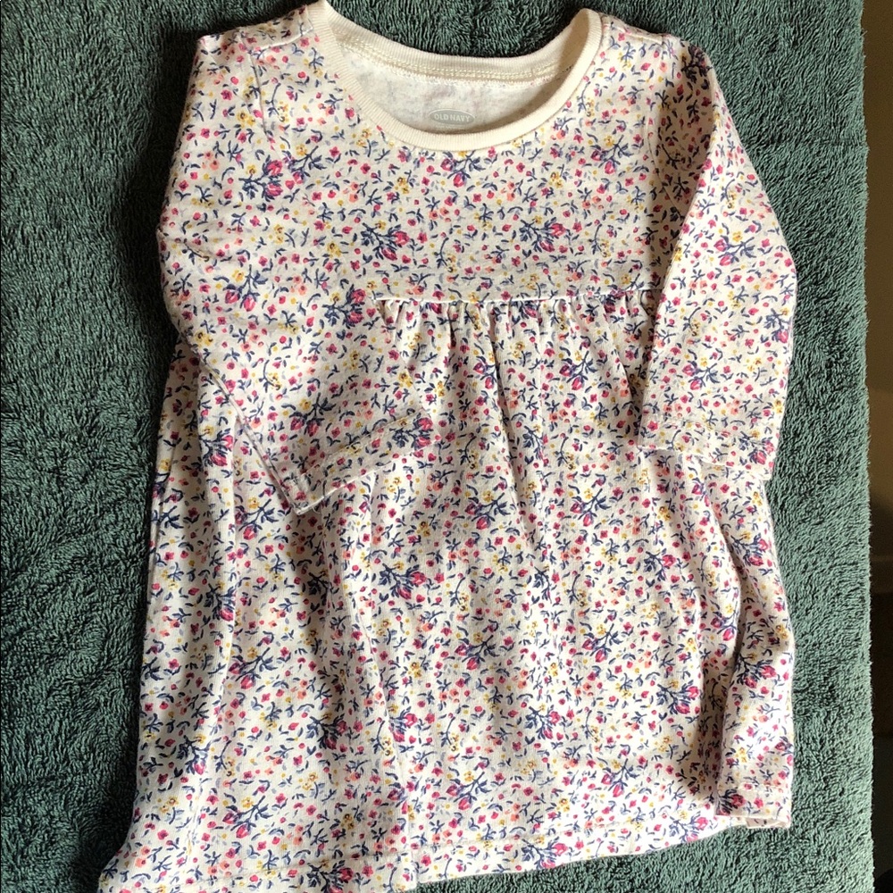 Girls' Cream Floral Long-Sleeve dress
